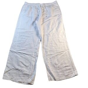 Lane Bryant Pants Women's 22/24 Plus Size White Wide Leg‎ Linen Blend High Rise
